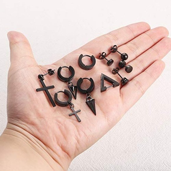 Stainless Steel Punk Goth Earrings Set - Picture 4 of 7